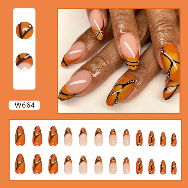 12 Sizes-24 Pcs Press On Nails W664