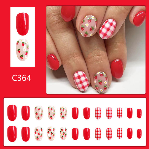 12 Sizes-24 Pcs Press On Nails C364