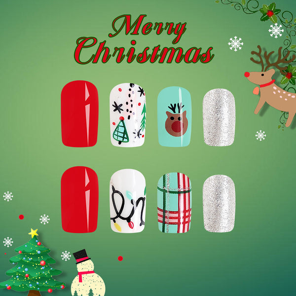 12 Sizes-24 Pcs Press On Nails C650
