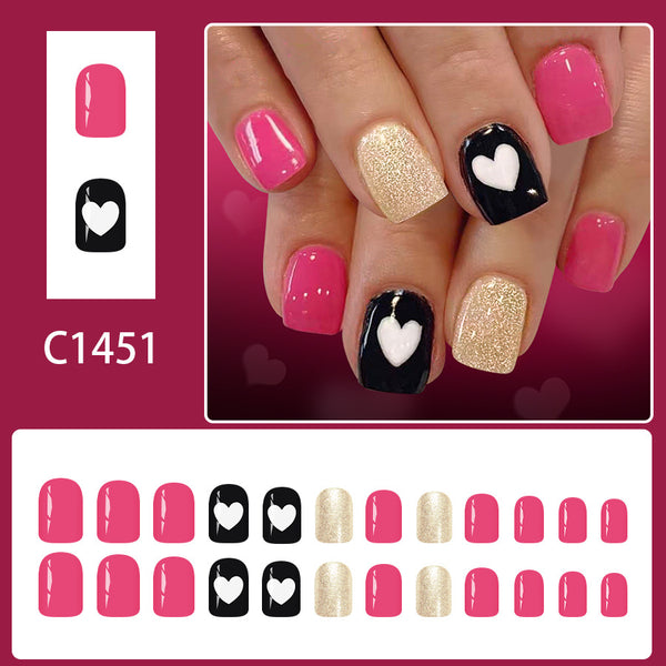 12 Sizes-24 Pcs Press On Nails C1451