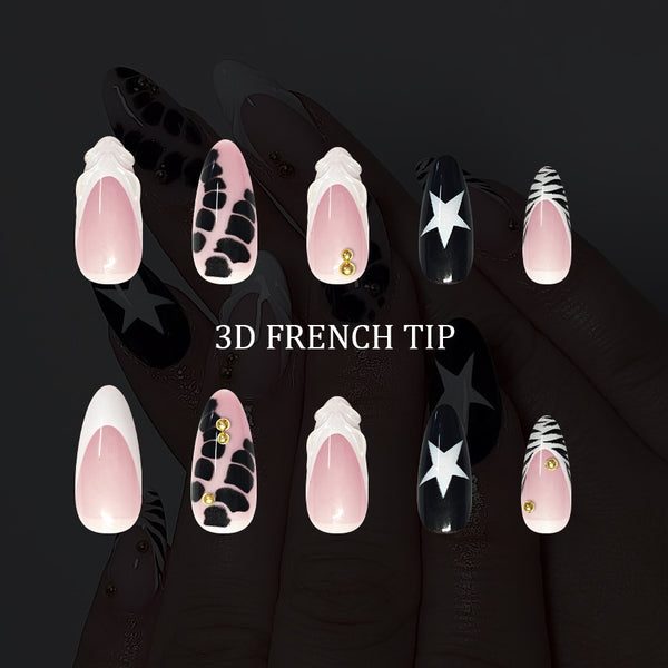 12 Sizes-24 Pcs Press On Nails C1332