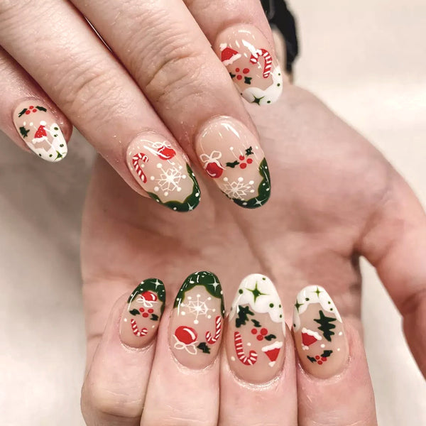 12 Sizes-24 Pcs Press On Nails C112