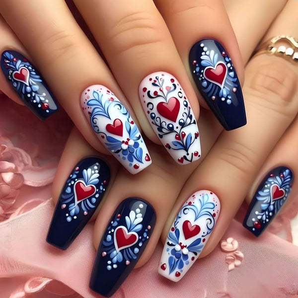 12 Sizes-24 Pcs Press On Nails Y1621