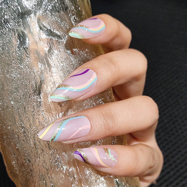 12 Sizes-24 Pcs Press On Nails W203