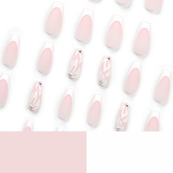 French Long Matte Pink Press on Nails