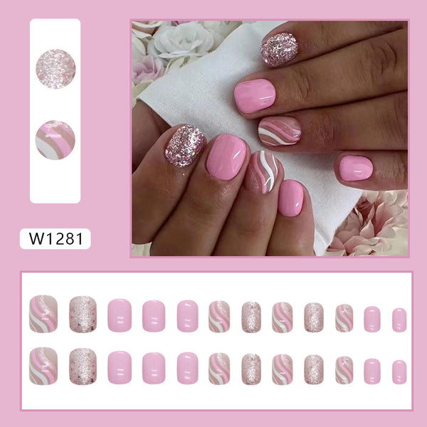 12 Sizes-24 Pcs Press On Nails W1281