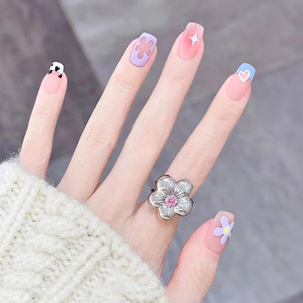 12 Sizes-24 Pcs Press On Nails R726