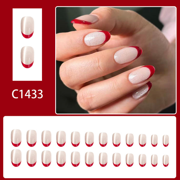 12 Sizes-24 Pcs Press On Nails C1433