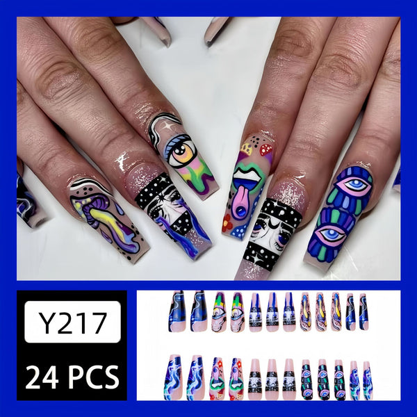 12 Sizes-24 Pcs Press On Nails Y217