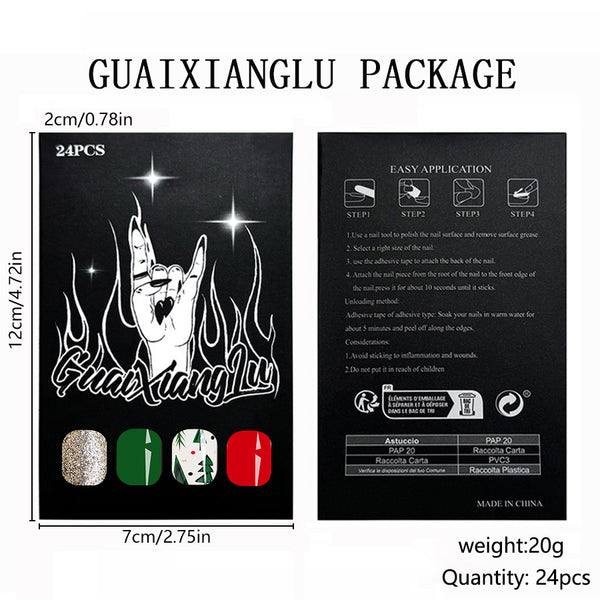 12 Sizes-24 Pcs Press On Nails C677