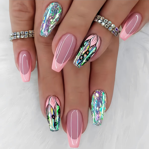 12 Sizes-24 Pcs Press On Nails Y001