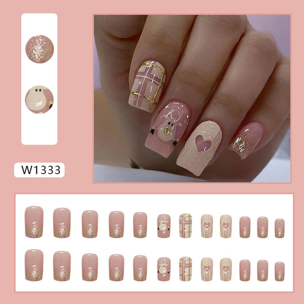 12 Sizes-24 Pcs Press On Nails W1333