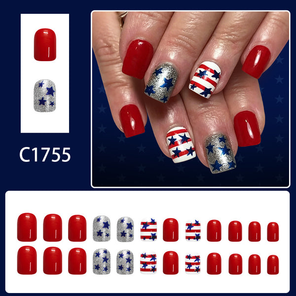 12 Sizes-24 Pcs Press On Nails C1755