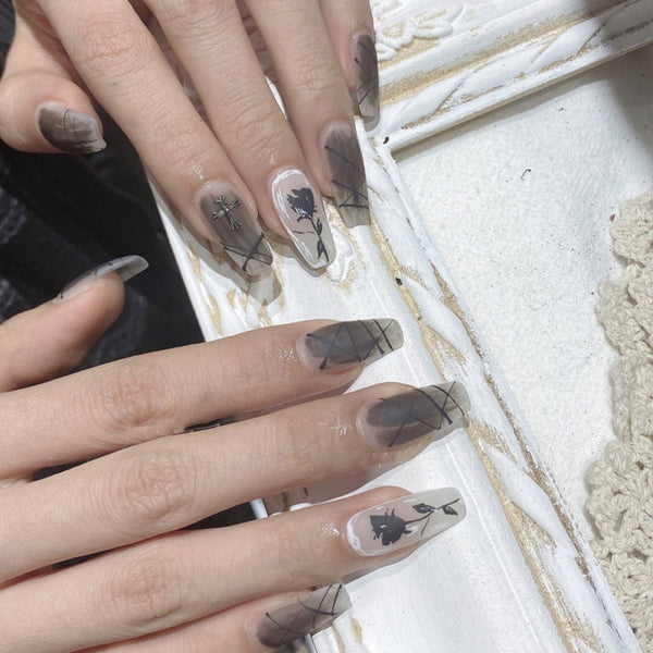 12 Sizes-24 Pcs Press On Nails JP1134