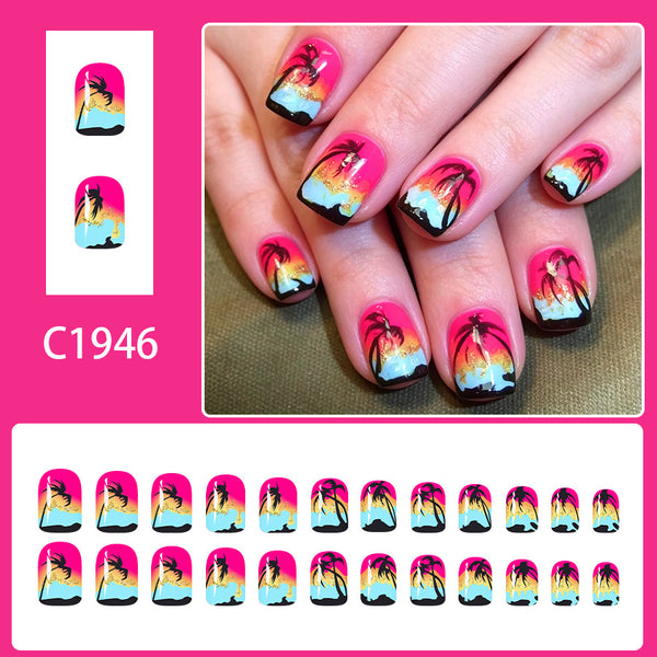 12 Sizes-24 Pcs Press On Nails C1946