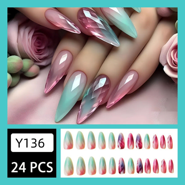 12 Sizes-24 Pcs Press On Nails Y136