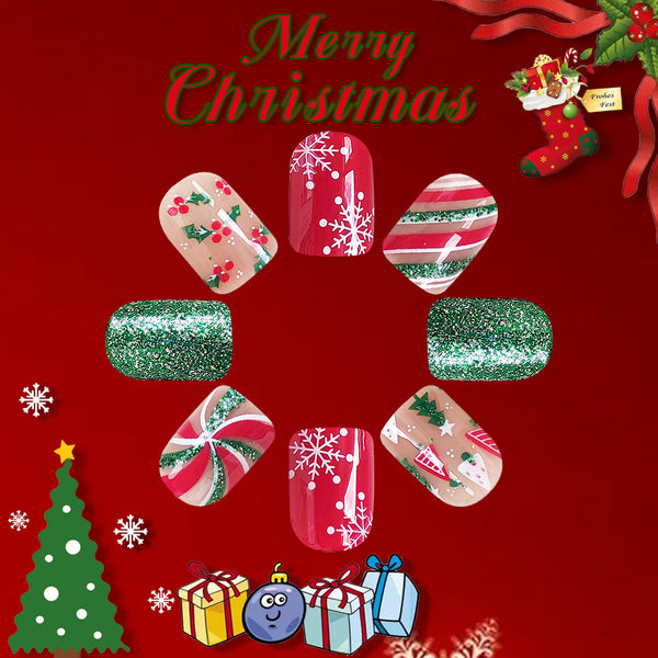12 Sizes-24 Pcs Press On Nails C651