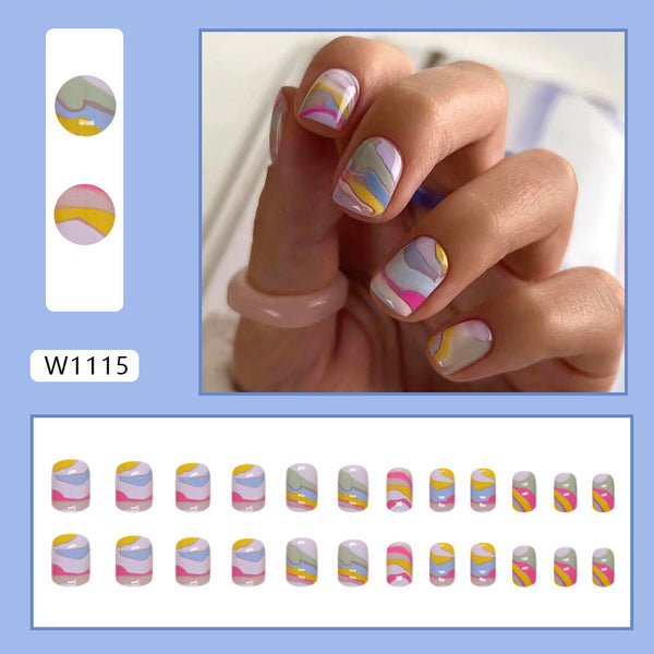 12 Sizes-24 Pcs Press On Nails W1115