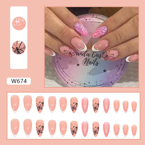 12 Sizes-24 Pcs Press On Nails W674
