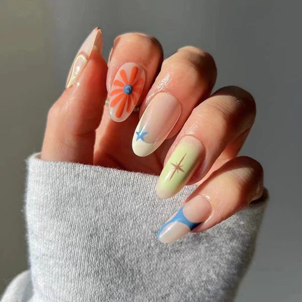 12 Sizes-24 Pcs Press On Nails C453