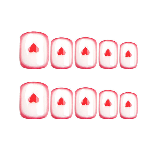 French Glossy Pink Short Square Press on Nails