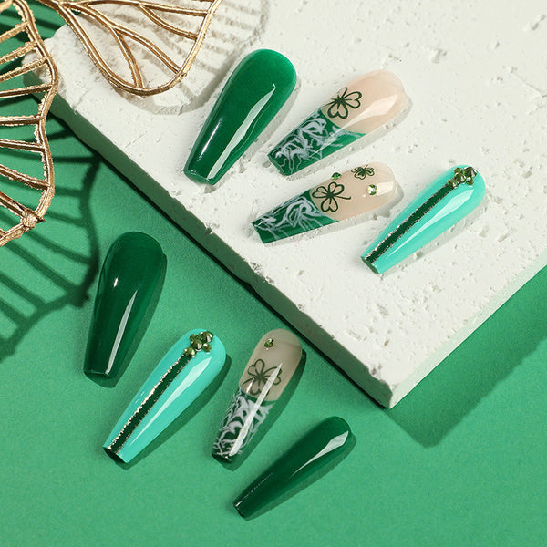 French Glossy Long Press on Nails