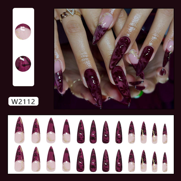 12 Sizes-24 Pcs Press On Nails W2112