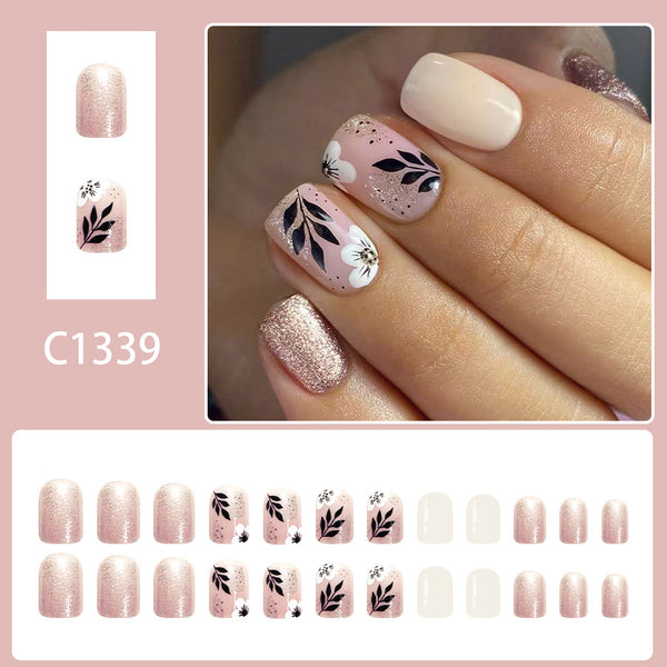 12 Sizes-24 Pcs Press On Nails C1339
