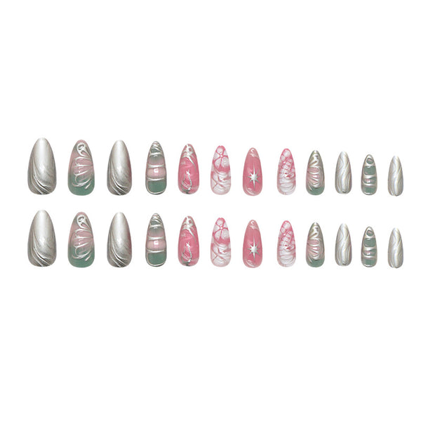 12 Sizes-24 Pcs Press On Nails W2084