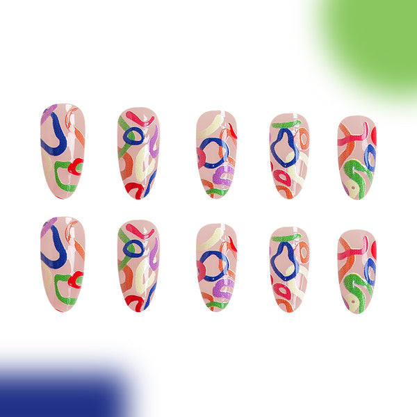 12 Sizes-24 Pcs Press On Nails C437
