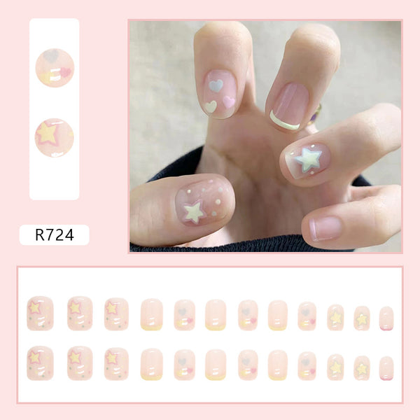 12 Sizes-24 Pcs Press On Nails R724