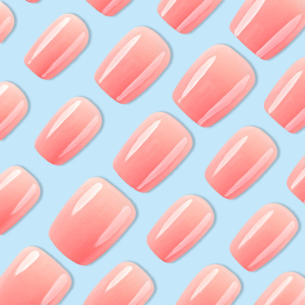 Glossy Medium Pink Press on Nails