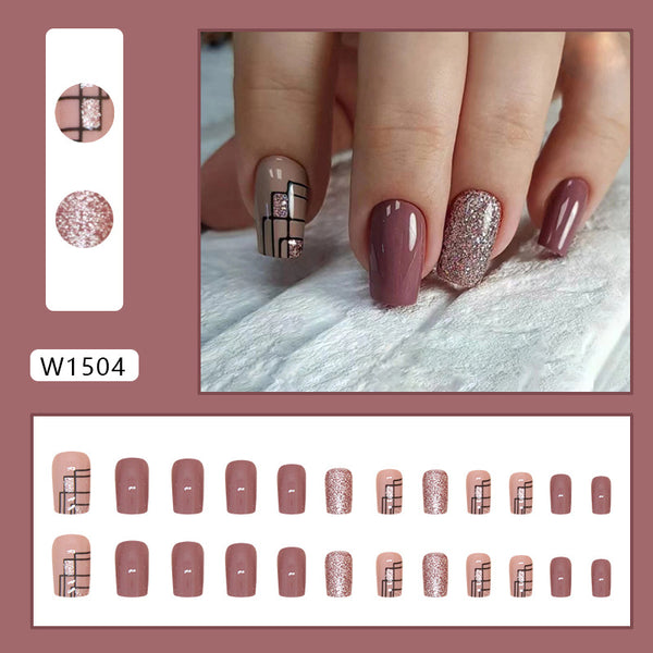12 Sizes-24 Pcs Press On Nails W1504
