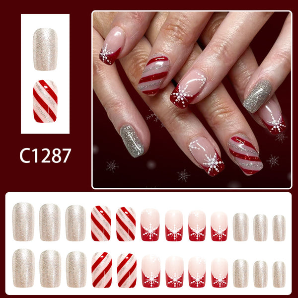 12 Sizes-24 Pcs Press On Nails C1287