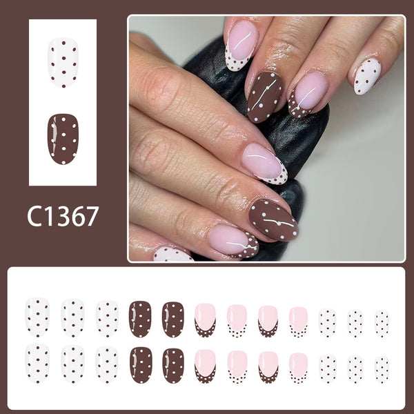 12 Sizes-24 Pcs Press On Nails C1367