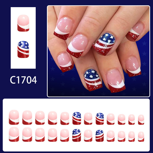 12 Sizes-24 Pcs Press On Nails C1715