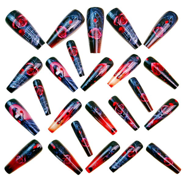 12 Sizes-24 Pcs Press On Nails Y1483