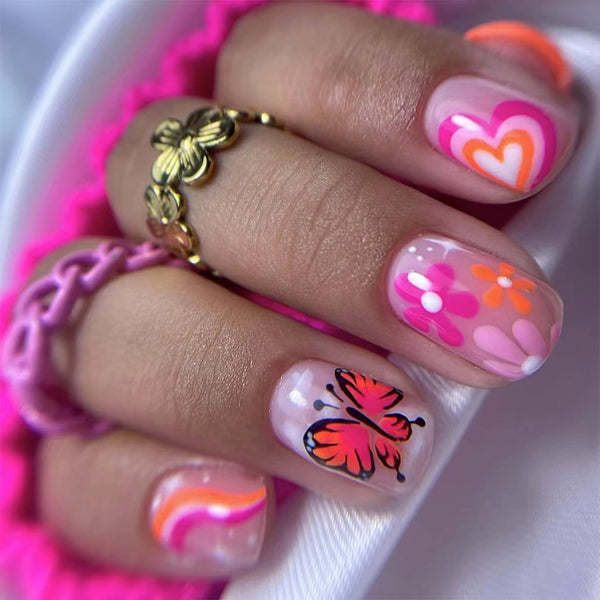 12 Sizes-24 Pcs Press On Nails C385