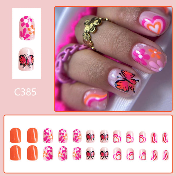 12 Sizes-24 Pcs Press On Nails C385