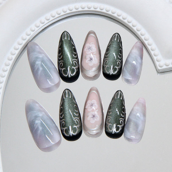 12 Sizes-24 Pcs Press On Nails W2134