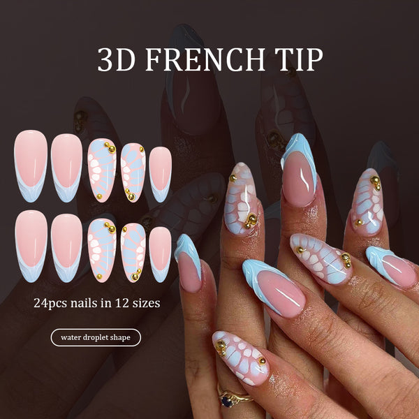 12 Sizes-24 Pcs Press On Nails C1327
