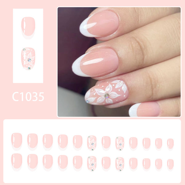 12 Sizes-24 Pcs Press On Nails C1035