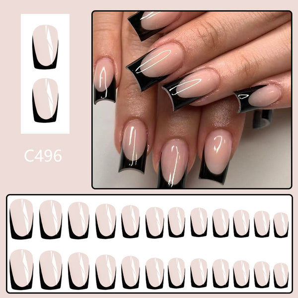 12 Sizes-24 Pcs Press On Nails C496