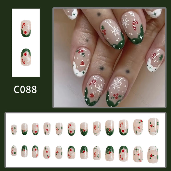 12 Sizes-24 Pcs Press On Nails C088