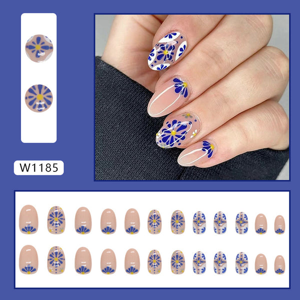 12 Sizes-24 Pcs Press On Nails W1185