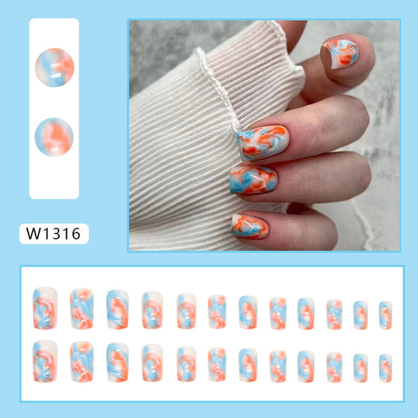 12 Sizes-24 Pcs Press On Nails W1316
