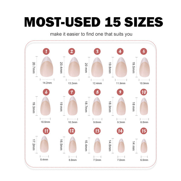 12 Sizes-24 Pcs Press On Nails FS003