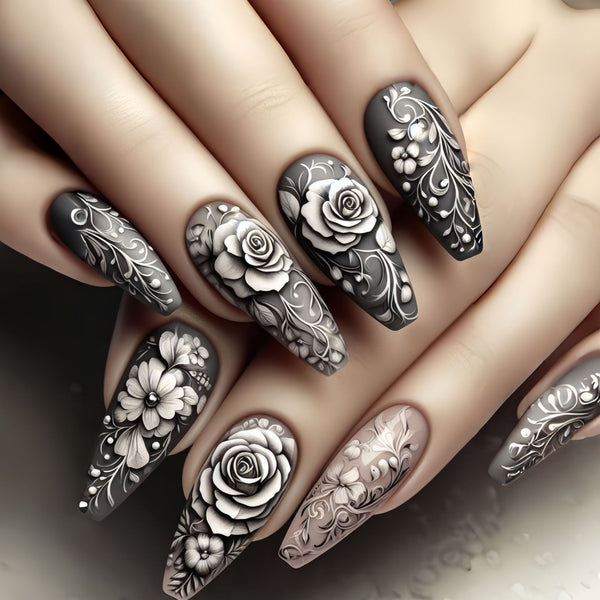 12 Sizes-24 Pcs Press On Nails Y1711