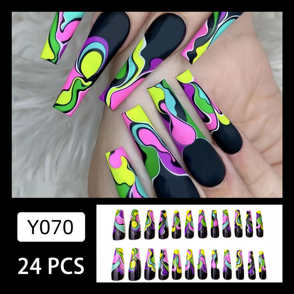 12 Sizes-24 Pcs Press On Nails Y070