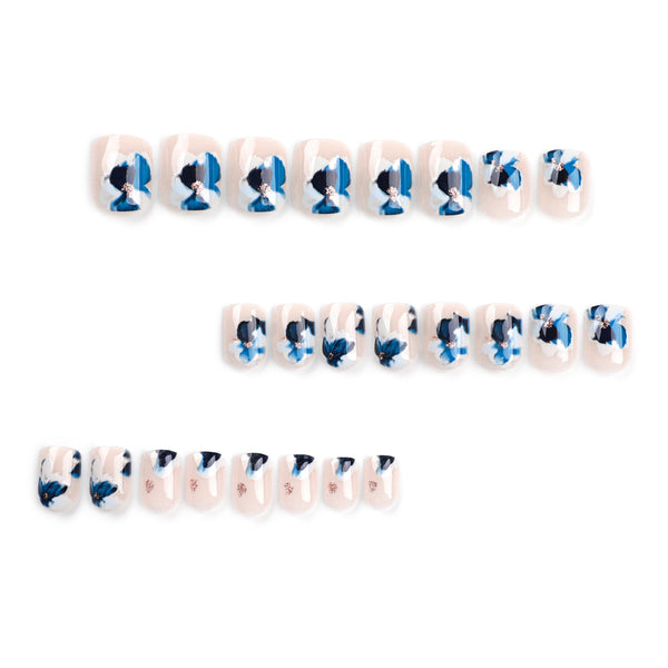 Blue Glossy Medium Press on Nails